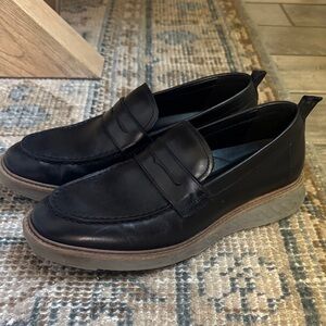 Calvin Klein Black Leather Slip-On Loafers
